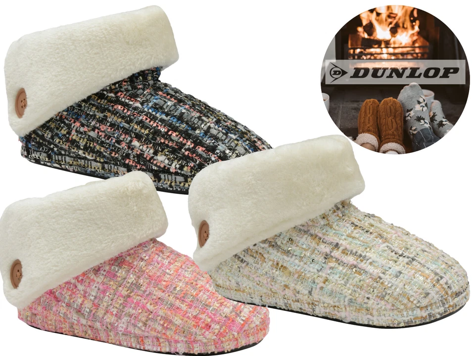 Ladies Boot Slippers Ankle Winter Warm Cosy Padded Fur Outdoor Sole Booties