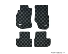 P2M FRONT & REAR Checkered Race Carpet Floor Mats for Infiniti G35 Coupe & Sedan