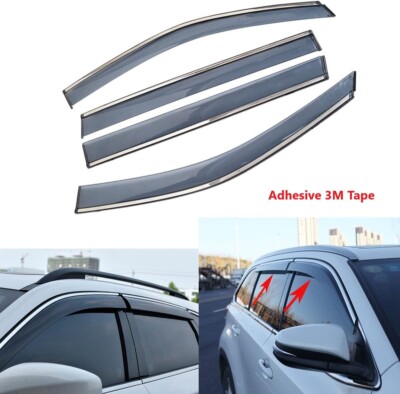Window Visor Rain Guard Chrome Trim Smoked Tinted Fit Mazda CX-9 CX9  2016-2021