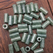 Bulk 20pcs Natural Grade A Jadeite Green Tube Jade Bead Loose Beads DIY Jewelry