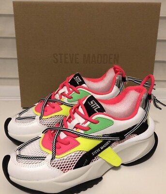 Steve Madden Bonanza Women's Athletic Neon Multi Colored Sneaker Size 8.5M