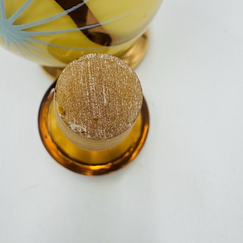 Tappo bottiglia vetro artistico oro giallo 8" stella atomica modernista vintage metà secolo - Foto 7 di 10