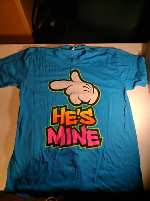 Anvil Women's T-Shirt Mickey Mouse He's Mine Blue Top Size XL.