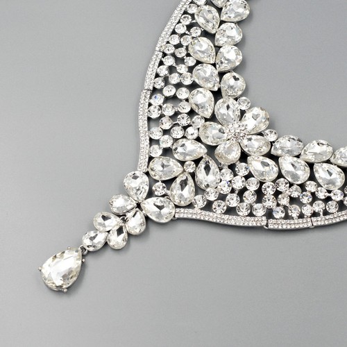 Collar colgante de cristal enchapado en rodio pendientes boda joyería conjunto 04350 - Imagen 3 de 8