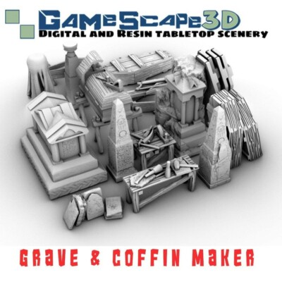 Grave Coffin Maker Undertaker Cemetery Graveyard Crypt Tomb Scatter Terrain Scen
