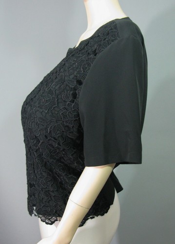 Kaleidoscope~Chiffon SS Crop Top Size 22 Raised Stitched Embroidered Floral Lace - Picture 6 of 12
