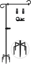 51 Inch Tall Garden Flag Stand Holder with 5 Prong base, 51in-1pcs, Black 