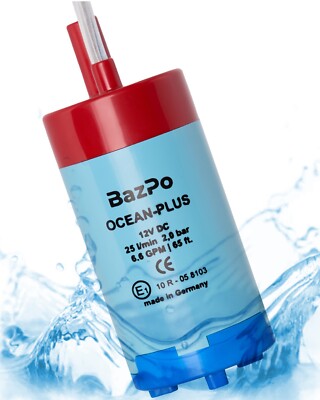 BAZPO 12V Submersible Water Pump - German Made (6.5GPM / 65ft.) | Transfer Pump