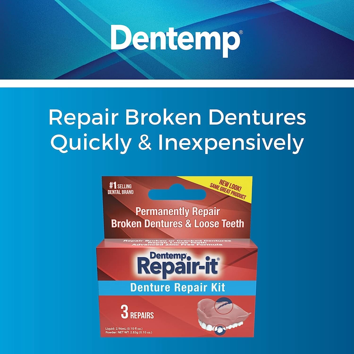 DENTEMP RepairIT Denture Repair KIT Safe & Easy To Use 3 Repair eBay