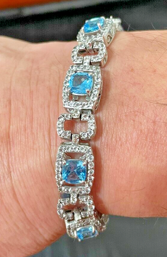 Kay Jeweller's blue topaz sterling silver sparkly bracelet