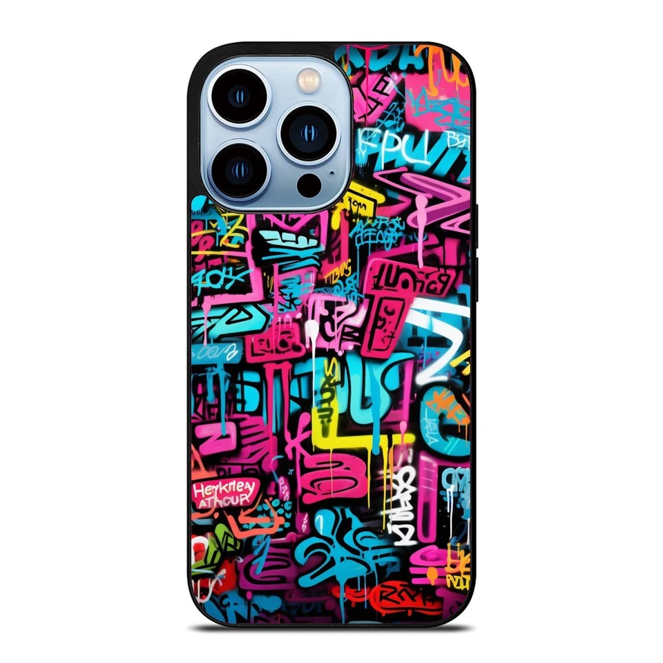 Hard Cover For iPhone 11 12 13 14 15 Pro Max Mini graffiti Streets vivid - Image 3 of 4