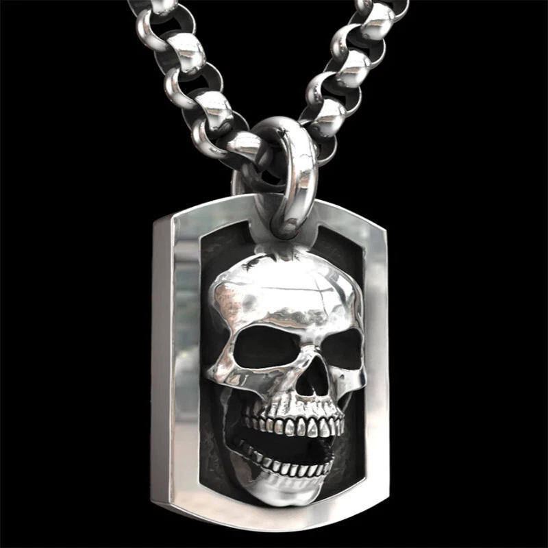 925 silver 2024 skull pendant