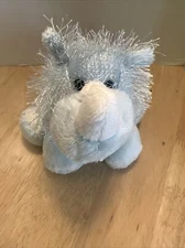 Ganz Webkinz Blue Rhino Long Hair Plush Stuffed Animal HM196 No Code - 8" Long