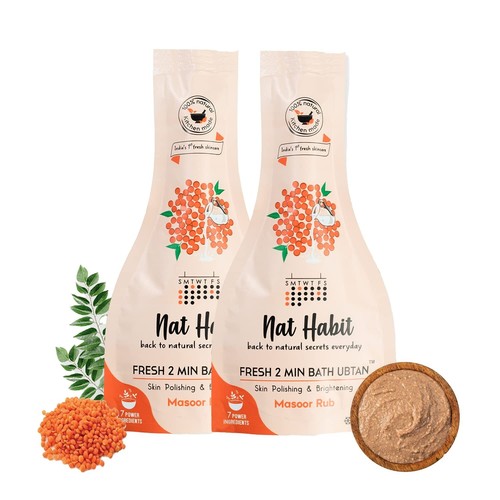 Nat Habit Fresh Masoor Rub Bath Ubtan, 2 Minute Body Scrub 80gm*2