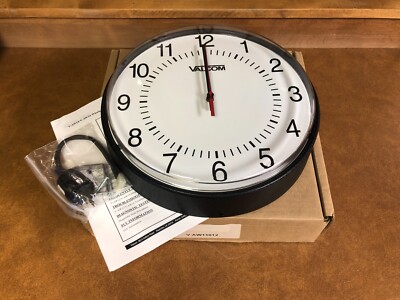 Valcom V-AW11012 12'' Round Wireless Clock Black Surface Mount