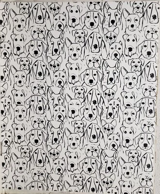 Set Of 2 Same Plastic Printed Placemats, 11"x17", BLACK & WHITE DOGS FACES, HL