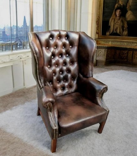 Chesterfield Ohrensessel "Churchill Wing Chair" Leder - Bild 4 von 24