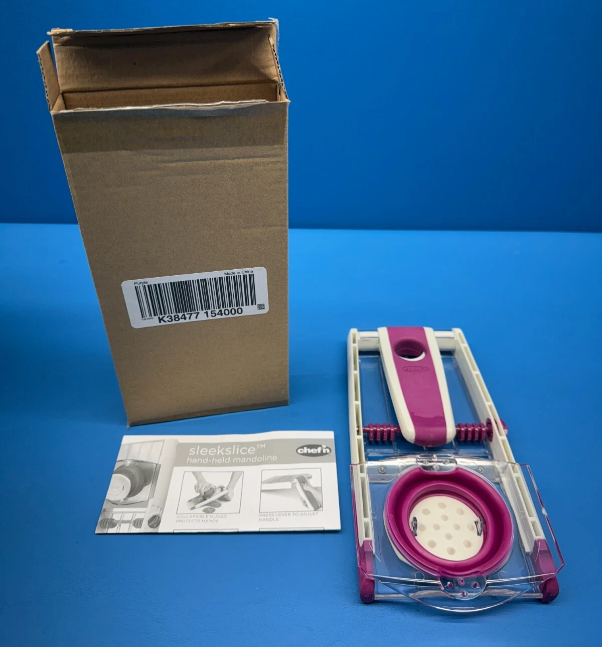 Box of 6 - Chef'n Sleekslice K38477 Purple Handheld Collapsible Mandoline
