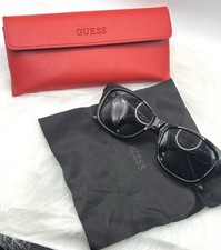 GUESS Designer Black Square Sunglasses GU00145 Gold G Logo BN Full Set