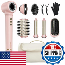 Okaydeer 7 In 1 Hair Dryer Brush Auto Wrap Curlers Negative Ionic No Heat