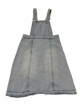 Zara Girls Size 13/14 Light Wash Distressed Denim Overall Skirt Frayed Hem