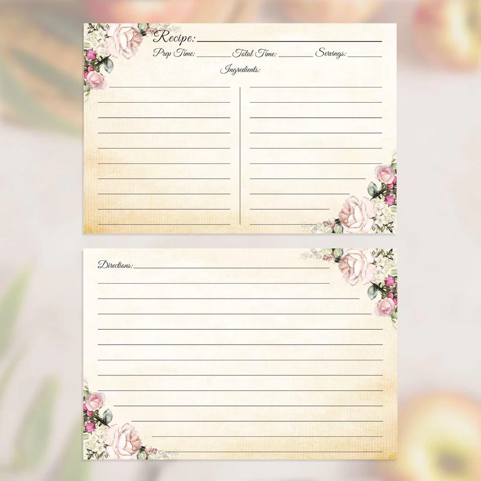 60 tarjetas de recetas vintage de doble cara 4x6 en blanco para uso de ducha nupcial o regalo Foto 4 de 4