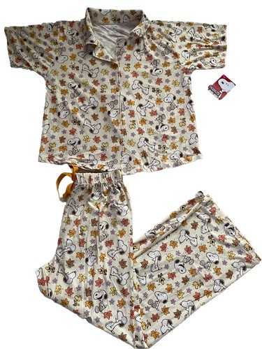 Peanuts SNOOPY Women’s Sz L Pajama PJ Set Pants Short Sleeve Fall ...
