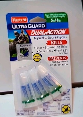 Hartz UltraGuard DualAction Flea & Tick Drops for Dogs & Puppies, 5-14 lbs, 3 Ct