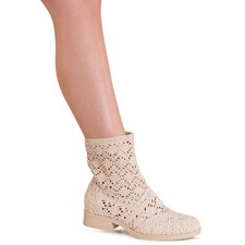 Damenschuhe Cut Out Stiefeletten Ankle Boots Booties Boho Häkel Look
