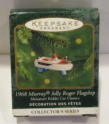 HALLMARK MINI HOLIDAY ORNAMENT ~1968 MURRY JOLLY ROGER FLAGSHIP KIDDIE CAR~