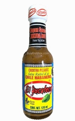 2-Pk Authentic Mayan Hot Sauce El Yucateco Kutbil-ik de Habanero 120ml/4.05oz