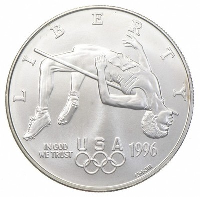 1996-D Unc Olympics High Jump Commemorative Silver Dollar $1