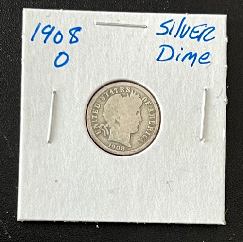 1908 D Barber Dime - VF Liberty - 90% Silver 10 Cent US Coin RARE VINTAGE LOOK