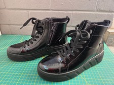 Rieker Evolution black Women's patent leather wedge heel ankle boots size 37