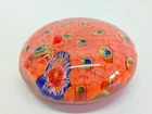 Millefiori Art Glass Peacock Paperweight Vintage Red Multi-color Murano Style 3"