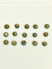 Ceramic - Green and Brown 7mm Square Beads