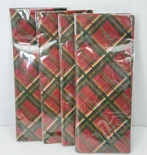 32 Pc Red Green Tartan Plaid Christmas Tissue Paper 16.5x24 Packaged Gift Wrap