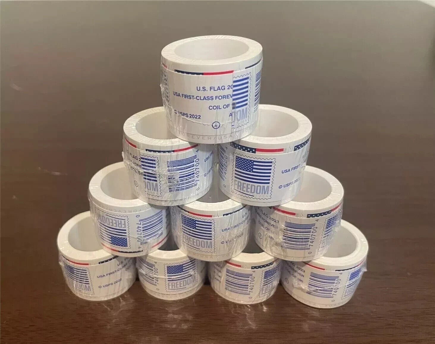 10 rolls of 100 USPS - Postage Free Ship!!-1000 PCS-Special Sale(2023)