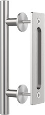 12" Stainless Steel Sliding Barn Door Handles, 1Pack  Flush Finger Pull Double-
