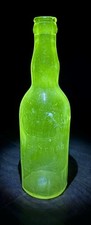 Antique George Doehne Harrisburg PA BRIGHT Green Manganese Glowing Glass Bottle