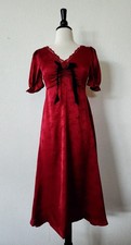 New Anthro Midi Dress Size Large Satin Red Burgundy Floral Bridgerton Wedding