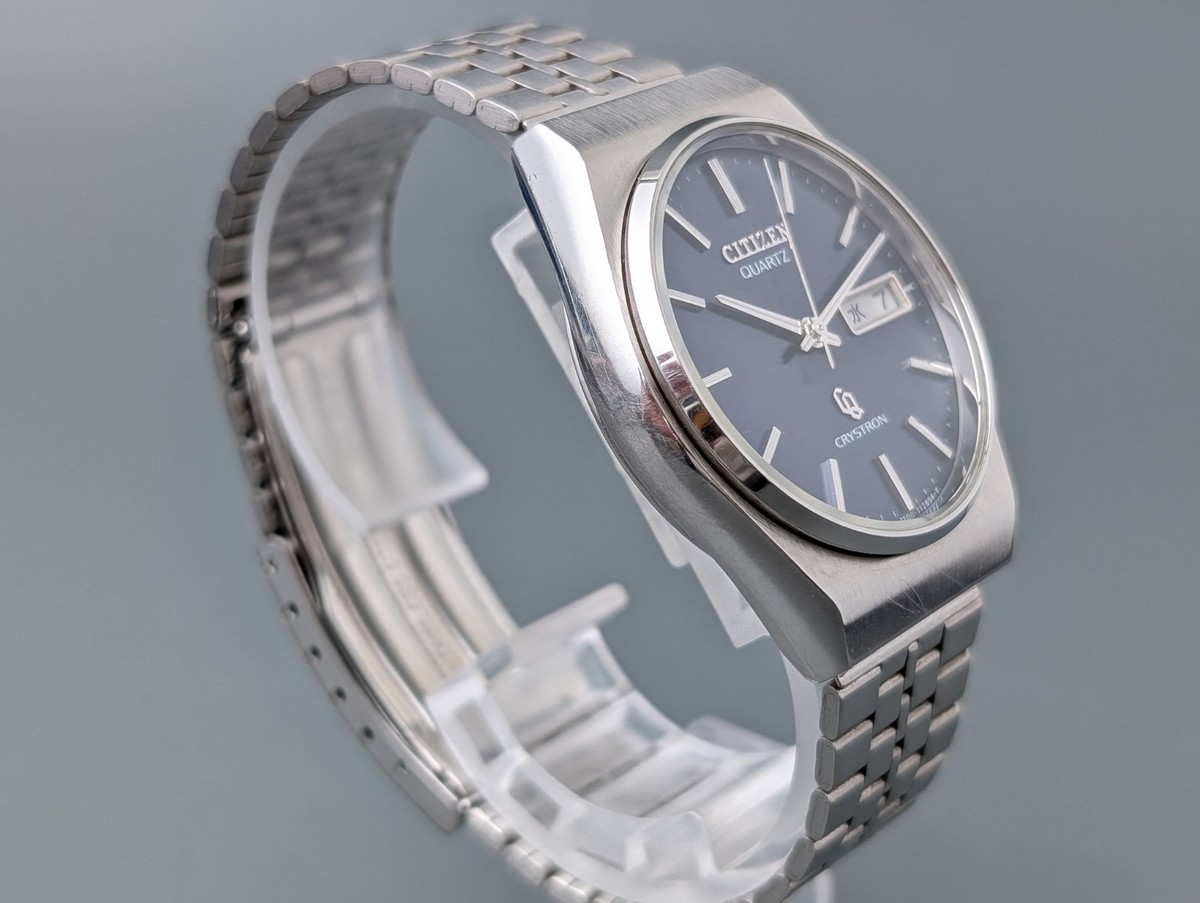 CITIZEN CRYSTRON 4-730666TA Blue Dial Quartz Day Date Men's Watch