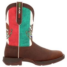 Durango Mexico Flag Non Safety Square Toe Cowboy  Mens Brown Casual Boots DDB043