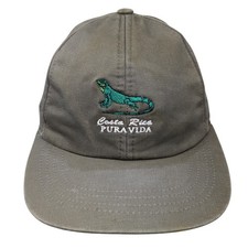 Costa Rica Pura Vida Baseball Cap Brown One Size Adjustable Embroidered 6 Panel