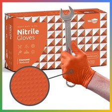 Mechanic Nitrile Gloves 8 Mil Heavy Duty Diamond Grip Powder Free Industrial Aut