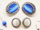 Vintage Moonglow Earrings Lot Blue Stones Pierced Clip On Silver Tone D6051 — photo 2