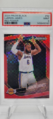 2024 Prizm Black LEBRON JAMES Red Power /75 #52 PSA 9 Lakers King James Crown