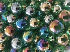 25 x "LUSTERED GREEN'' Glass Marbles 16mm Traditional Children's game.