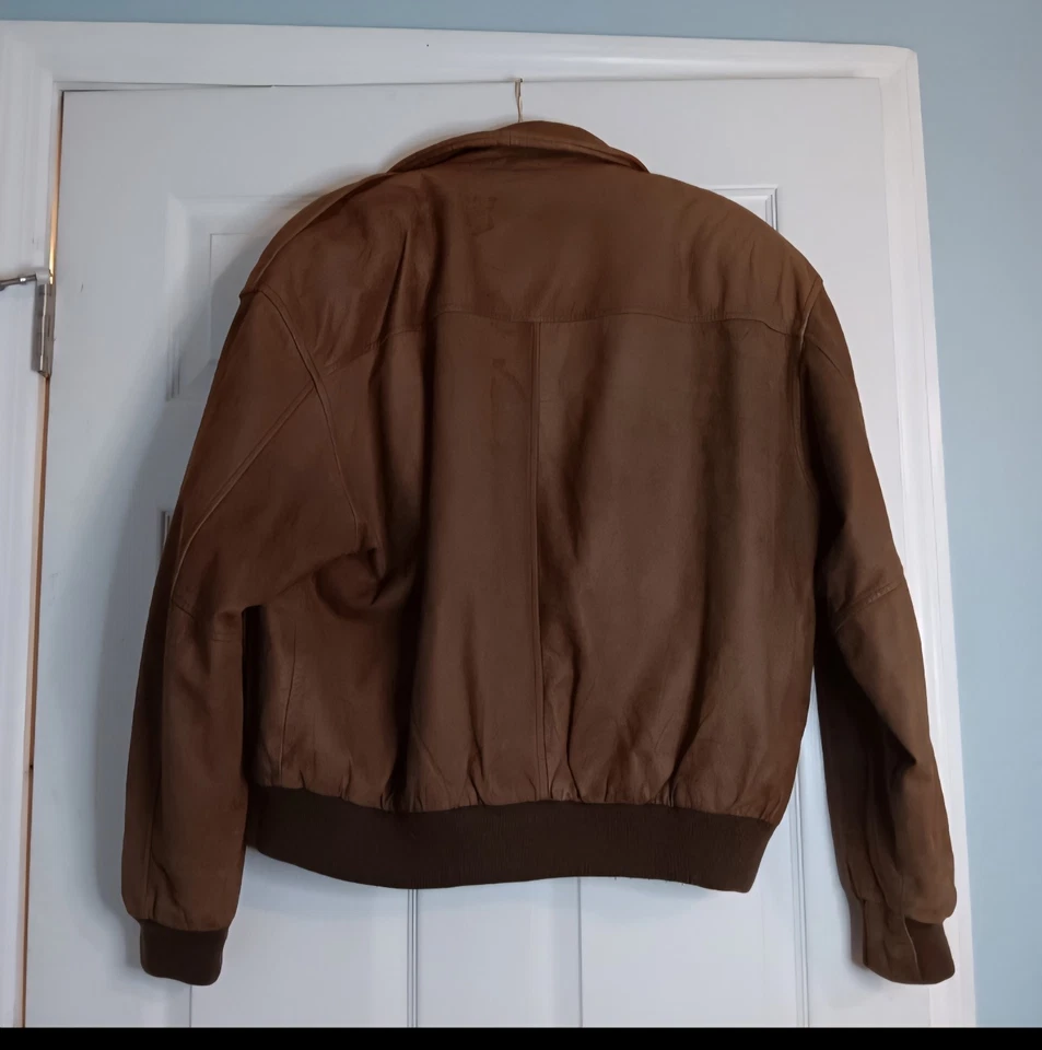 Vintage 90's Y2k T Leather Jacket Men's SZ L Bomber Thrashed Distress Sea Dream  - Image 2 of 4