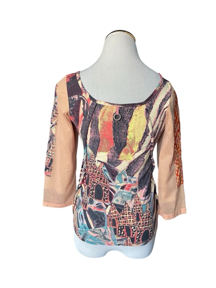 Винтажный Save the Queen Италия цветочный сетки верхний размер XL искусство носить богемное эклектичный - Изображение 3 из 4